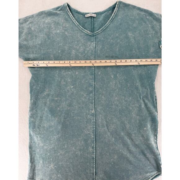Zenana Acid Wash Green Blue Cotton Sweatshirt Dress T shirt S / M Oversized - Picture 7 of 8
